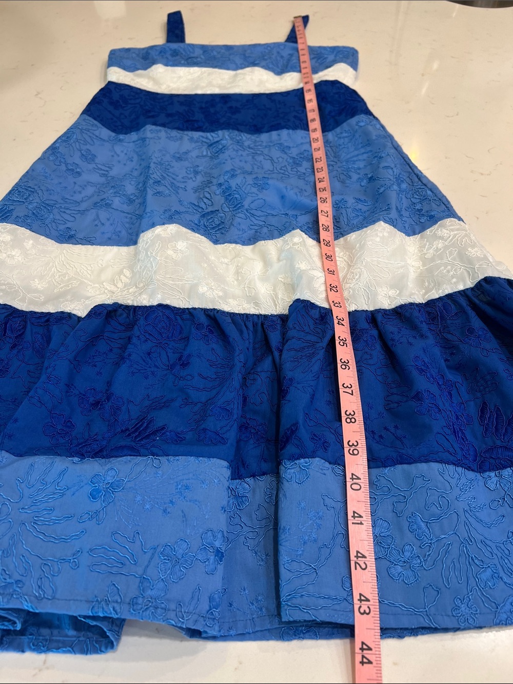 Gianni Bini Fit & Flare Sundress Blue White Embroidered Colorblock Dress NWT 6 - Picture 9 of 9